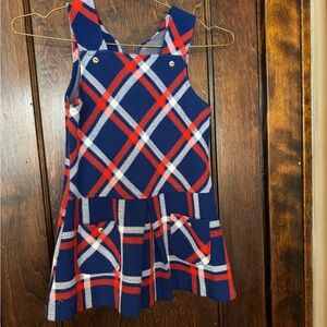 Vintage Plaid Blue and Red Kids Dress + pockets